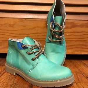 Coolway turquoise leather booties
